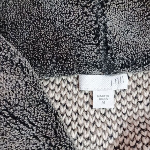 J. Jill Long Knit Coatigan Jacket M Brown Gray Button Front Texture Shawl Collar - Picture 8 of 10
